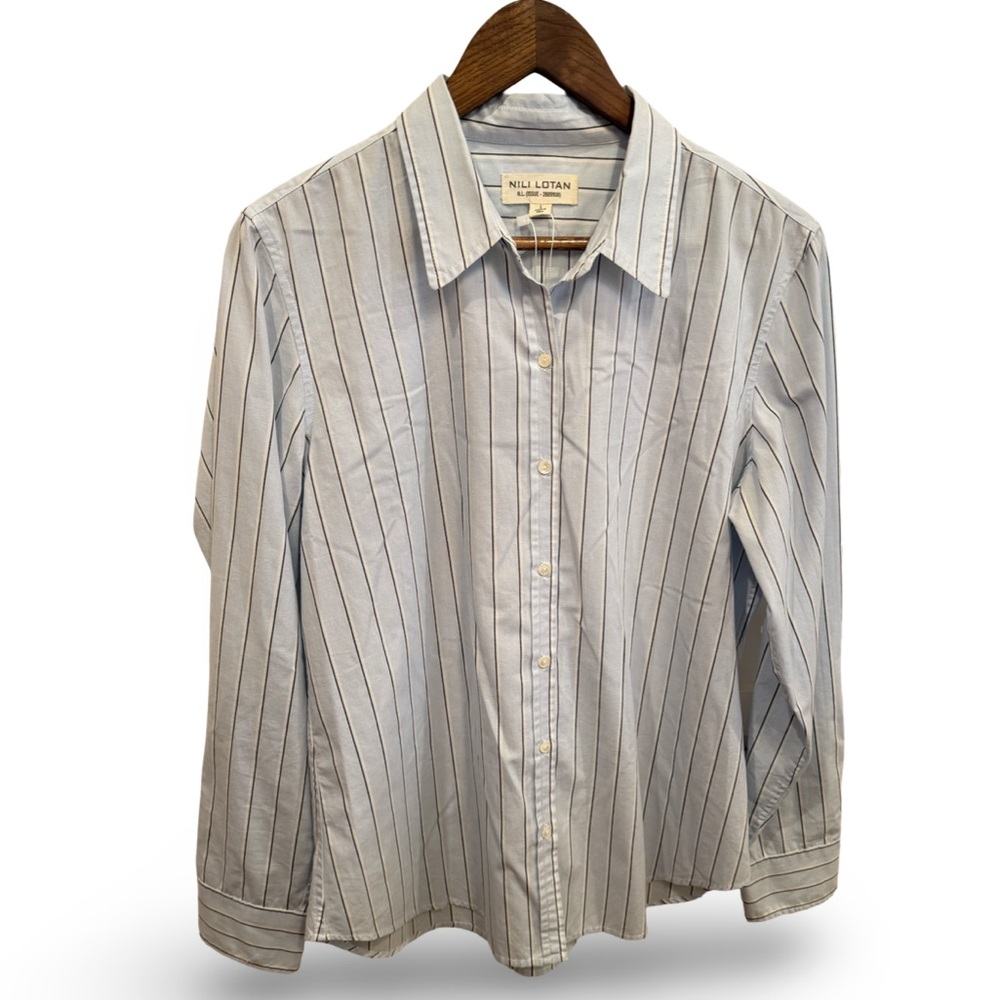Nili Lotan Women's Blue Striped Button Down Shirt